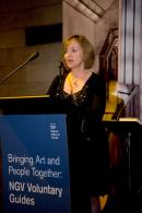 President of the Voluntary Guides, Gabrielle Cavanough, speaks at the NGV Voluntary Guides 40th anniversary event in the Great Hall, August 2008.
&copy; National Gallery of Victoria, Melbourne