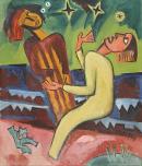 Karl Schmidt-Rottluff
German 1884-1976
Stellar devotion 1919 
(Sternenandacht) 
oil on canvas
90.2 x 76.2 cm
St&auml;del Museum, Frankfurt am Main
Loan from a private collection

&copy; Karl Schmidt-Rottluff/VG BILD-KUNST, Bonn. Licensed by VISCOPY, Australia