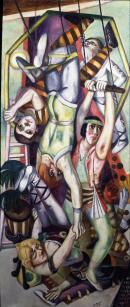 Max Beckmann (18841950)
The trapeze 1923
oil on canvas
196.5 x 84 cm
Lent by the Toledo Museum of Art
Purchased with funds from the Libbey Endowment, Gift of Edward Drummond Libbey
Photo: Photography Incorporated, Toledo

&copy; Max Beckmann/VG Bild-Kunst, Bonn. Licensed by Viscopy, Sydney