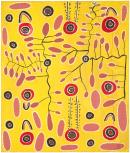 Billy Stockman Tjapaltjarri
Anmatyerr born c.1927
Yala (Wild Potato) Dreaming 1971
synthetic polymer paint on composition board
54.5 x 46.0 cm 
Collection of Eva and Robert Shaye, USA
&copy; artists and their estates 2011, licensed by Aboriginal Artists Agency Limited and Papunya Tula Artists Pty Ltd