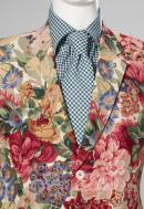 WORLD, Auckland (fashion house); Denise L'ESTRANGE-CORBET (designer); Francis HOOPER (designer)
Sanderson suit 1997 {World International collection, spring-summer 1997-98} (detail)
cotton, acetate, plastic, metal
(a) 79.5 cm (centre back)
65.0 cm (sleeve length) (jacket)
(b) 81.5 cm (centre back),
70.5 cm (sleeve length) (shirt)
(c) 108.0 cm (outer leg)
42.5 cm (waist, flat) (trousers)
(d) 148.0 x 9.5 cm (tie)

National Gallery of Victoria, Melbourne
Purchased NGV Foundation, 2009
2009.56.a-d


