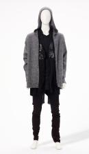 NOM*D, Dunedin (fashion house); Margarita ROBERTSON (designer)
Outfit 2008 {winter} 
cotton, polyester, acrylic, mohair, wool, silk wool, elastane, spandex, acetate, metal
(a) 121.0 cm (centre back)
65.0 cm (sleeve length) (jumper)
(b) 106.5 cm (centre back)
44.0 cm (width) (waistcoat)
(c) 90.8 cm (centre back)
41.5 cm (width) (shirt)
(d) 141.8 x 4.0 cm (shirt tie)
(e) 83.5 cm (outer leg) 30.5 cm (waist, flat) (shorts)
(f) 130.0 x 28.5 cm (leggings)

National Gallery of Victoria, Melbourne
Purchased NGV Foundation, 2008
2008.375.a-f

&copy; Nom*d
