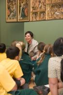 Education Officer Jane Strickland shows students the Antwerp Altarpiece in the NGV Collection as part of the Arts Alive Songroom Program.
&copy; National Gallery of Victoria, Melbourne