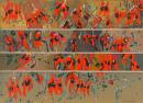 Fred Williams
Australia 1927-1982
Sturt's desert pea 1974
gouache, synthetic polymer paint
55.6 x 77.2 cm (image; 55.6 x 77.2 cm (sheet)
National Gallery of Australia, Canberra
Purchased from Gallery admission charges 1983
&copy; estate of Fred Williams
