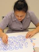 Youth Access WeR1 Project participant from Kurunjang Secondary College working up a design for the 'My Symbols' workshop.
&copy; National Gallery of Victoria, Melbourne