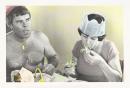 No title (Man and woman having Christmas lunch)