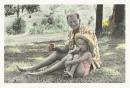 No title (Man with drink and girl in sun hat sitting in the park)