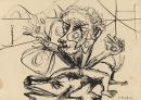 Figures with moths, outspread arms and legs