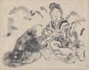 Old man singing and girl with samisen