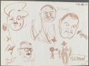 TV drawing: Dentist; Nelton AO 74 today!; The France; Sir Hinery; Mr Agnew; Isis pond; (portrait of man with cap)