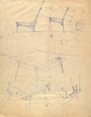 Studies for the cord chair and accompanying table