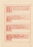 Sheet of four decorated initial letters; B, C, D and E