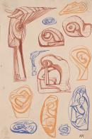 Sheet of studies including drawing for No. 42