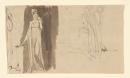 Standing draped woman, with other sketches