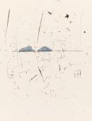 Untitled (central horizontal line with two blue accents)