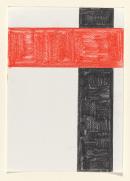 Untitled (Non-objective composition with red and black oblongs)
