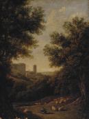 Landscape with Italian buildings and a shepherd