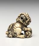 Lion and young, netsuke