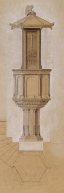 Design for a pulpit for the chapel of Xavier College, Kew