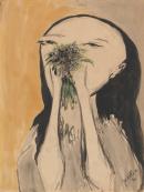 Girl holding flowers