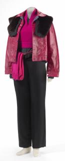 Reproductions of a series of old garments and garment interiors; jacket, collar, top, vest, pants, two belts and gloves