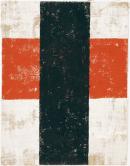 Self-portrait (Non-objective composition) - black red and white on hessian