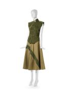 Recycled jungle greens, comprising top and skirt