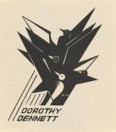 Bookplate: Dorothy Dennett (Geometric bird design)