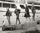 No title (Fashion illustration. Models Vida Elekna, Lynn Richmond, Terry Taylor and Gay Vardi, Station Pier, Melbourne)