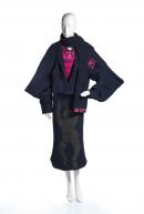 Outfit; jacket, T-shirt, skirt and scarf
