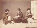 Japanese girls writing, reading and sewing
