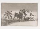 The Moors use donkeys as a barrier to defend themselves against the bull whose horns have been tipped with balls