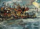 Floating dock and tugboats