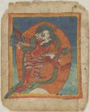 Tibetan religious painting (tsakli) depicting deity of the Bon religion
