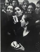 Naples, queue of people in front of schoolhouse