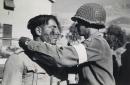 Italy, World War II, American Red Cross and wounded soldier