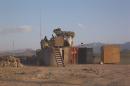 Afghan National Army perimeter post with chair, Tarin Kowt Base, Uruzgan Province, Afghanistan