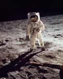 Astronaut Edwin E. Aldrin Jr., walks on the surface of the moon