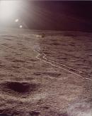 View of Apollo 14 lunar module, as seen by the astronauts on their second eva