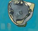 Face on blue