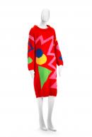 Red knitted dress with patterns