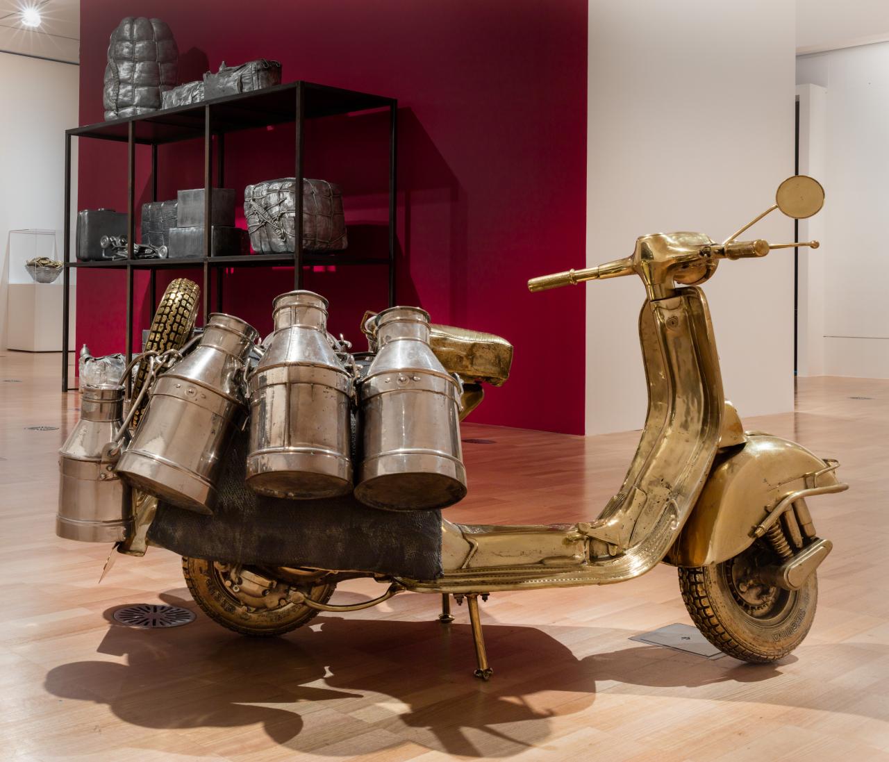 Subodh GUPTA<br/>
<em>This side is the other side</em> (2001) <!-- (side) --><br />

bronze, chrome-plated bronze<br />
110.7 x 107.5 x 183.6 cm<br />
National Gallery of Victoria, Melbourne<br />
Purchased NGV Foundation with the assistance of the Professor AGL Shaw AO Bequest, 2017<br />
2017.1016<br />
&copy; Subodh Gupta
<!--119876-->