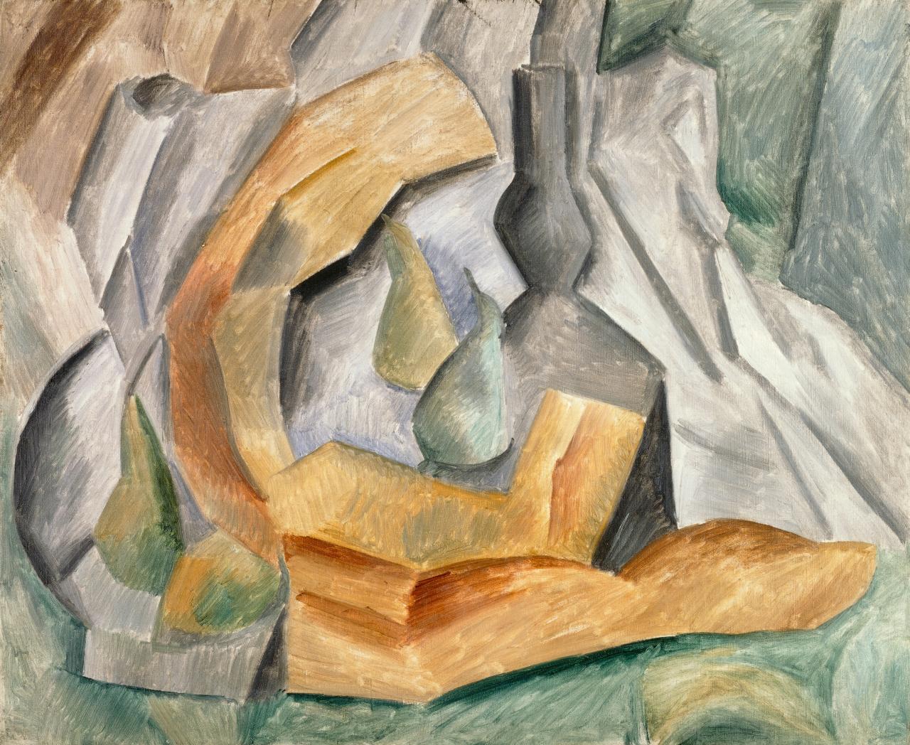 Pablo Picasso<br/>
<em>Bread</em> (<em>Les Pains)</em> spring 1909<br/>
oil on canvas<br/>
60.0 × 73.0 cm<br/>
Centre Pompidou, Paris, Musée national d’art moderne-Centrede création industrielle<br/>
Donated by Louise and Michel Leiris, 1984 (AM 1984-624)<br/>
© Succession Picasso/Copyright Agency, 2022<br/>
Photo © Centre Pompidou, MNAM-CCI/Jean-François Tomasian/Dist. RMN-GP