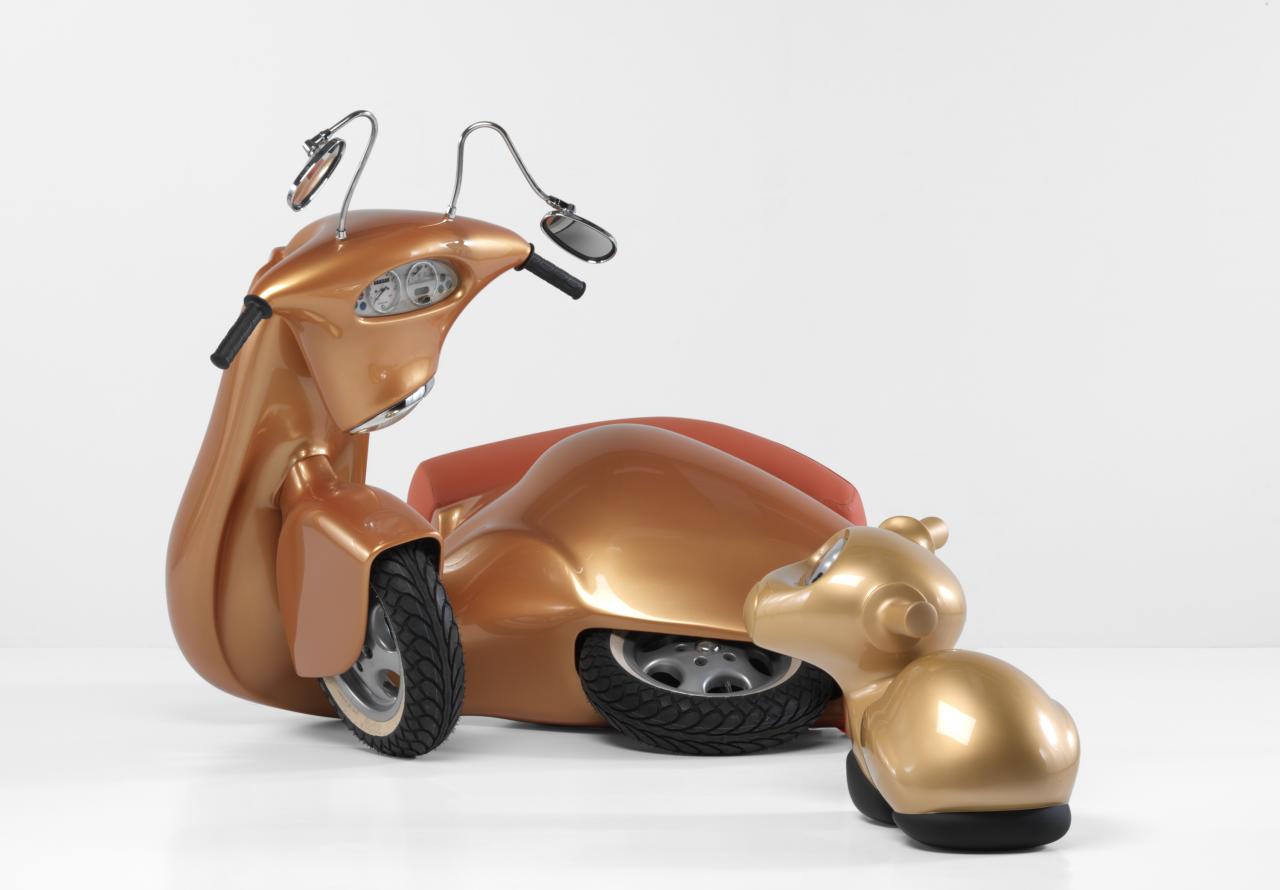 Patricia PICCININI<br/>
<em>Nest</em> (2006) <!-- (view 1) --><br />

enamel paint on fibreglass, leather, plastic, metal, rubber, mirror, transparent synthetic polymer resin, glass<br />
(a-b) 104.2 x 197.0 x 186.4 cm (variable) (installation)<br />
ed. 2/3<br />
National Gallery of Victoria, Melbourne<br />
Purchased, Victorian Foundation for Living Australian Artists, 2006<br />
2006.415.a-b<br />
&copy; Courtesy of the artist
<!--81434-->
