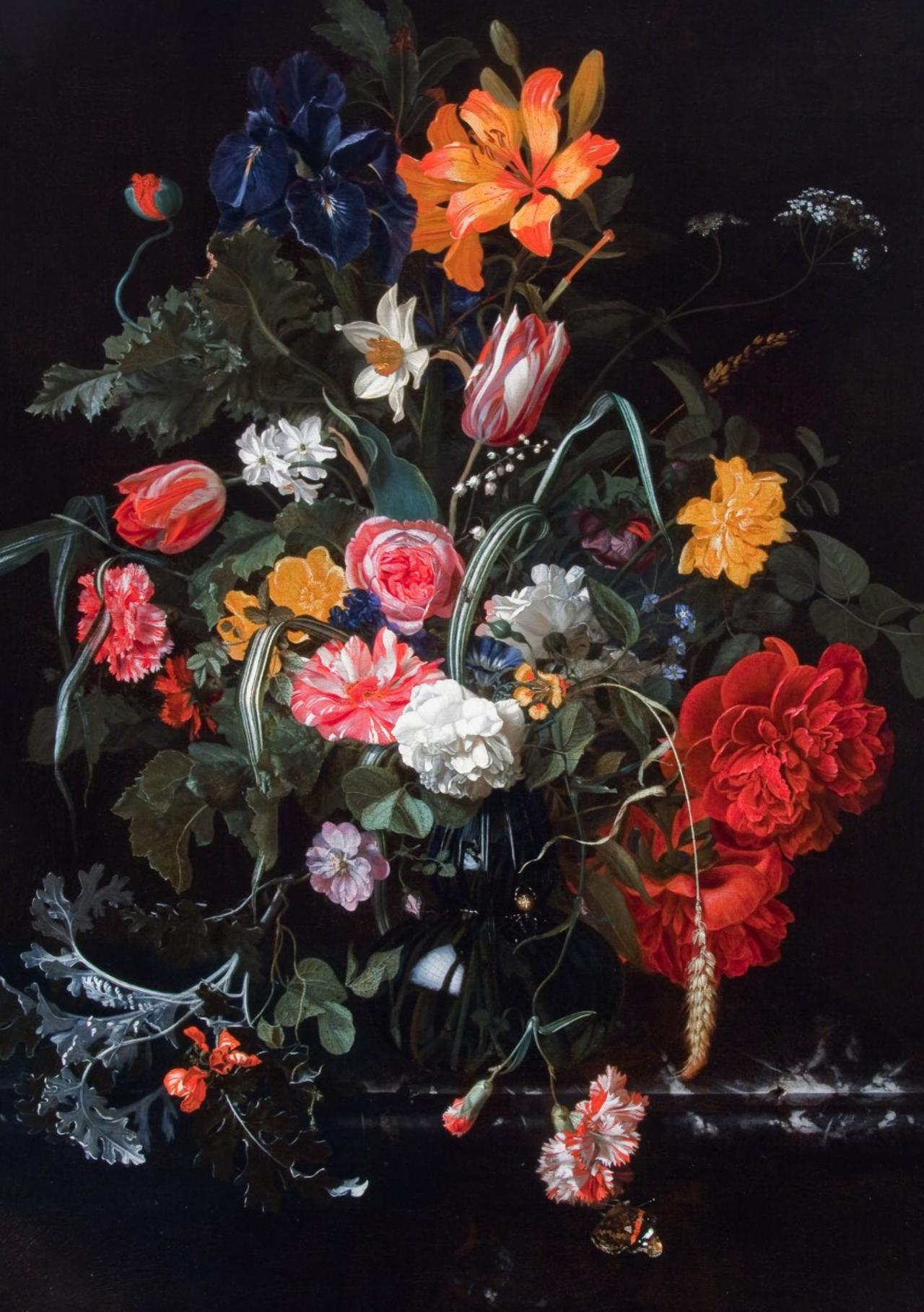 Maria van Oosterwyck<br/>
<em>Still life with flowers and butterflies</em> 1668<br/>
Oil on canvas <br/>
87.6 X 75.8cm   <br/>
Purchased with funds donated by Dodge Bequest, Margaret Bland, Joy Anderson, Tim Fairfax AC & Gina Fairfax AC, The Betsy & Ollie Polasek Endowment, Michael Heine Family Foundation, Suzanne Kirkham, Carol Sisson, E. & D. Rogowski Foundation, and donors to the 2022 NGV Foundation Annual Dinner and 2022 NGV Annual Appeal, 2022<br/>