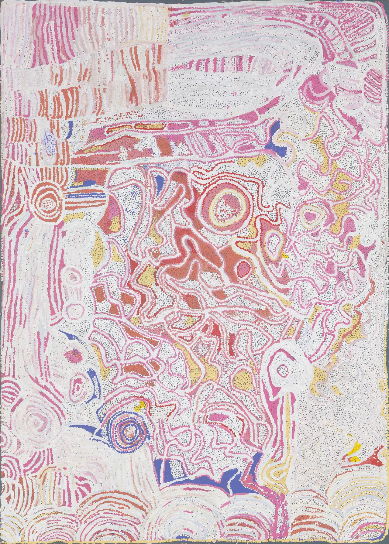 Pulpurru Davies<br/>
<em>Timarri</em> 2006 <!-- (recto) --><br />

synthetic polymer paint on canvas<br />
152.5 x 213.5 cm<br />
National Gallery of Victoria, Melbourne<br />
Purchased, NGV Supporters and Patrons of Indigenous Art, 2007<br />
2007.19<br />
&copy; Pulpurru Davies, courtesy of Warakurna Artists
<!--82884-->
