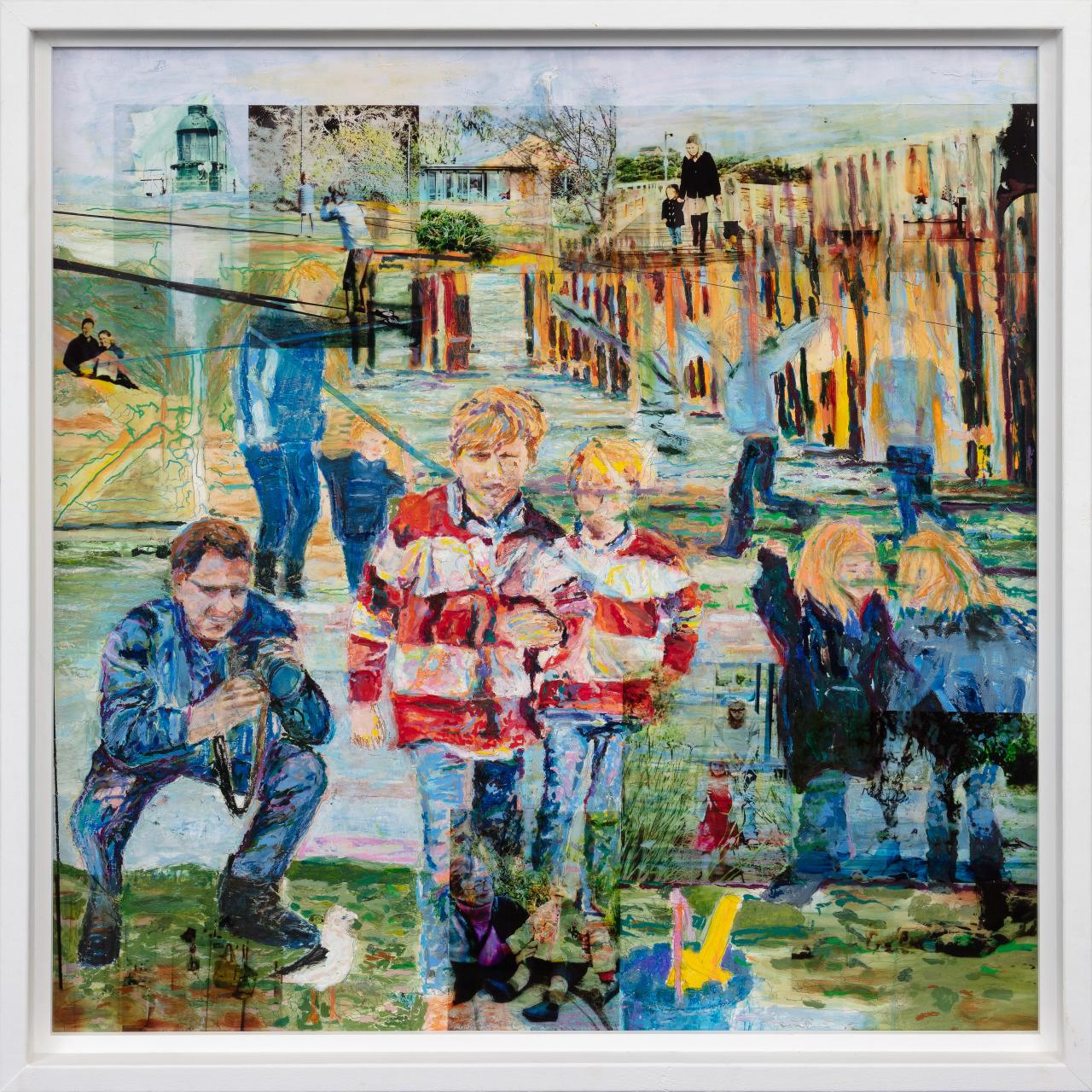 Alice Murray <br/>
<em>From Memory's Window</em> 2024 <br/>
Oil on canvas, mixed media <br/>
130 x 127.5 cm <br/>
Lauriston Girls’ School, Armadale <br/>
Wurundjeri Country <br/>
© Alice Murray<br/>