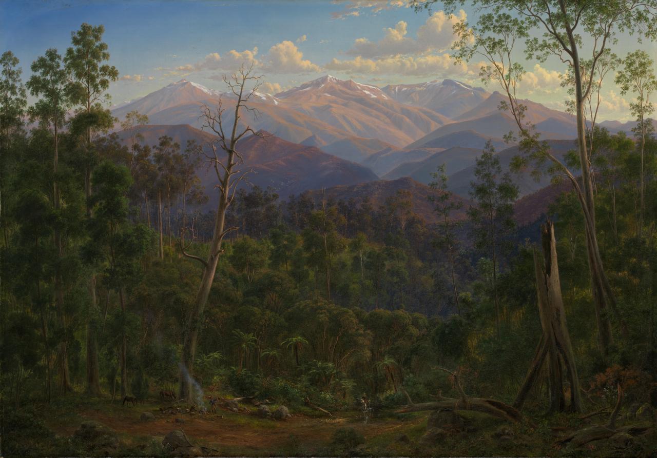 Eugene von GU&Eacute;RARD<br/>
<em>Mount Kosciusko, seen from the Victorian border (Mount Hope Ranges)</em> 1866 <!-- (recto) --><br />

oil on canvas<br />
108.2 x 153.3 cm<br />
National Gallery of Victoria, Melbourne<br />
Purchased, 1870<br />
p.302.13-1<br />

<!--5679-->