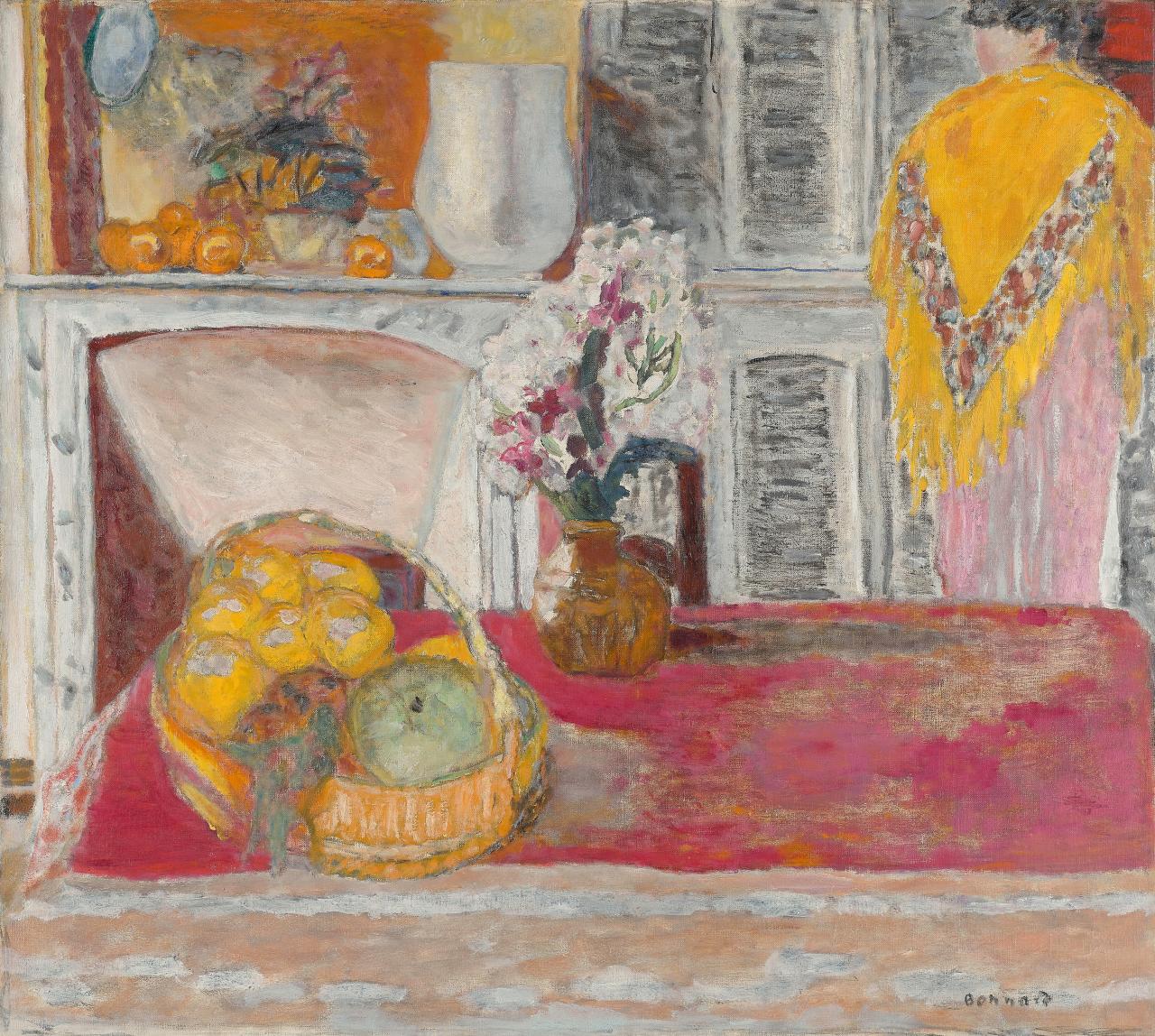 Pierre Bonnard<br/>
<em>Dining area at Le Cannet</em> (<em>Coin de salle à manger au Cannet</em>) c. 1932<br/>
oil on canvas<br/>
81.0 × 90.0 cm<br/>
Musée d’Orsay, Paris<br/>
On deposit at Centre Pompidou, Paris<br/>
Acquired from the artist, 1933 (RF 1977 64)<br/>
Photo © Centre Pompidou, MNAM-CCI, Dist. RMN-Grand Palais / image Centre Pompidou, MNAM-CCI