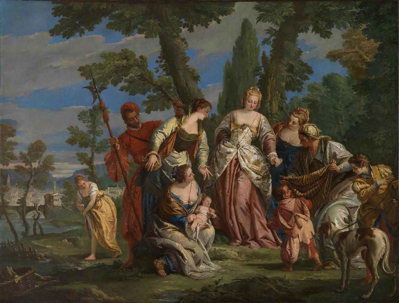 Giambattista TIEPOLO<br/>
<em>The Finding of Moses</em> (1740-1745) <!-- (recto) --><br />

oil on canvas<br />
234.5 x 308.0 cm<br />
National Gallery of Victoria, Melbourne<br />
Felton Bequest, 1959<br />
95-5<br />

<!--4300-->
